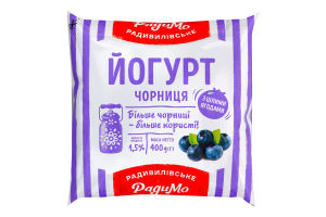 Йогурт питний РАДИМО чорниця, 1,5%, 400 г